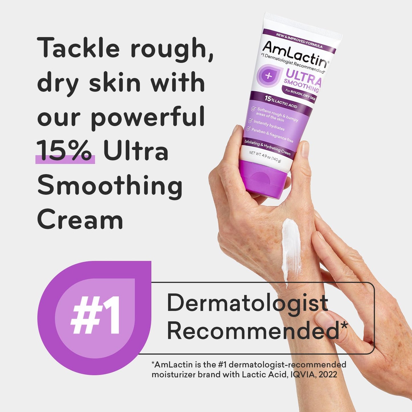 AmLactin Ultra Smoothing - 4.9 oz Body & Hand Cream with 15% Lactic Acid