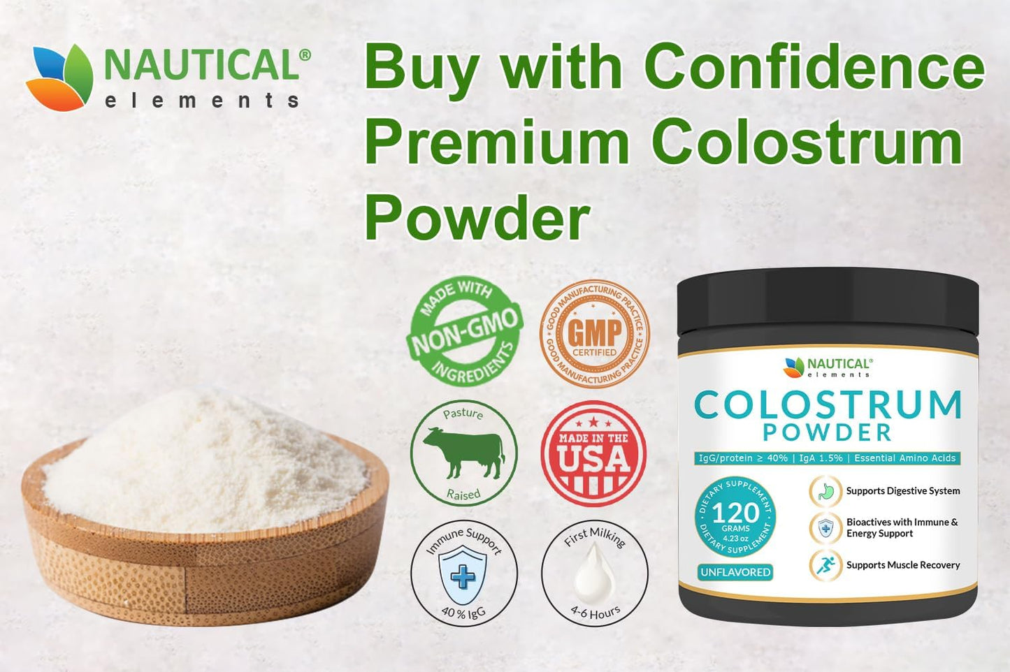 Colostrum Powder - Over 40% IgG - First 4-6 Hour Milking Grass Fed Colostrum - 120g