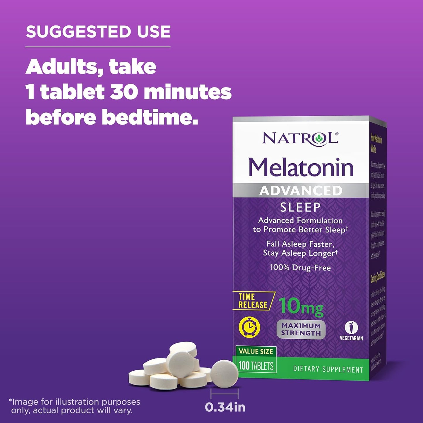 Natrol Advanced Sleep Melatonin 10mg, Dietary Supplement