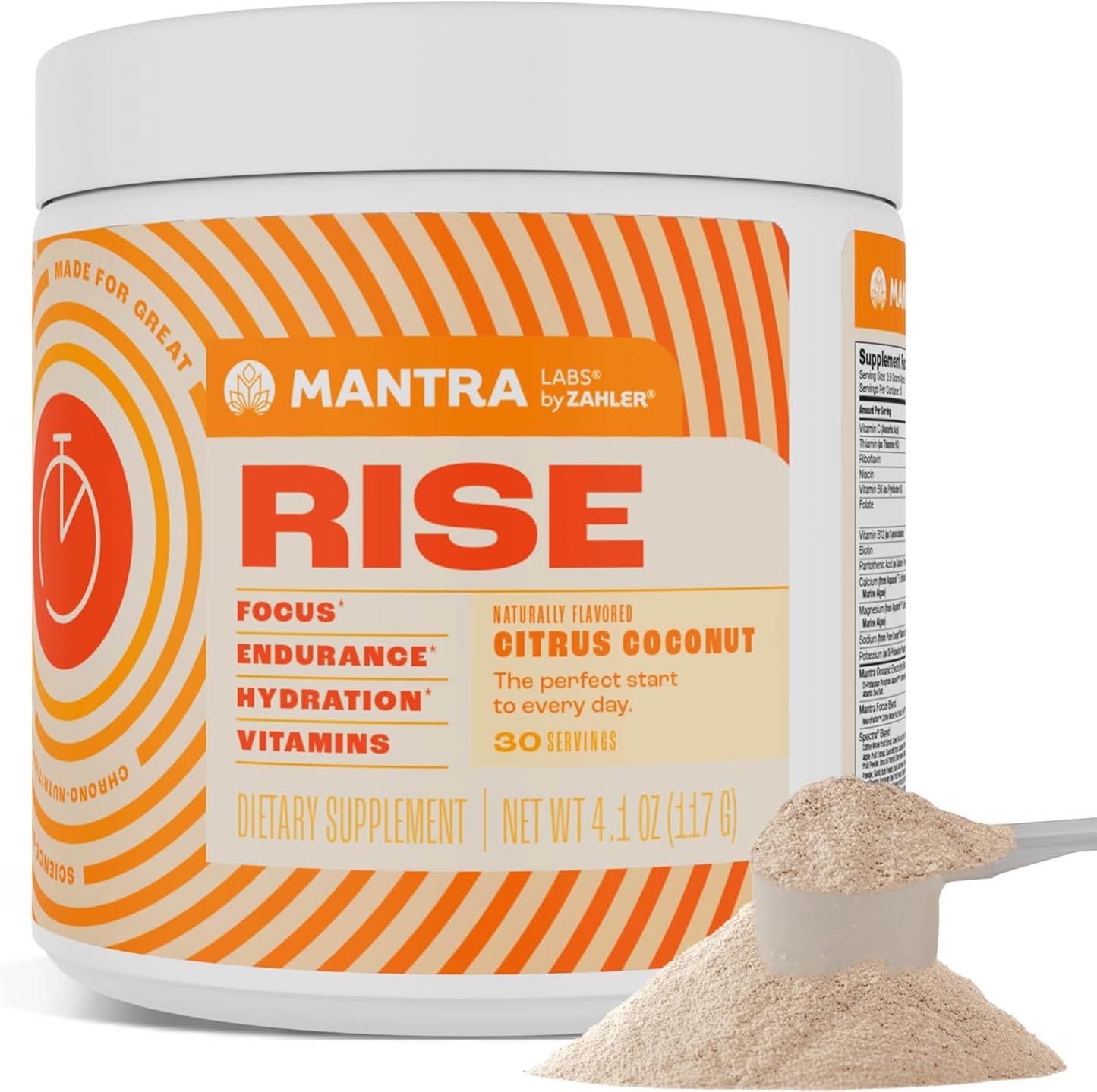 Zahler Mantra Rise, The Energy and Focus Supplement, Citrus Coconut Flavored, 30 Servings