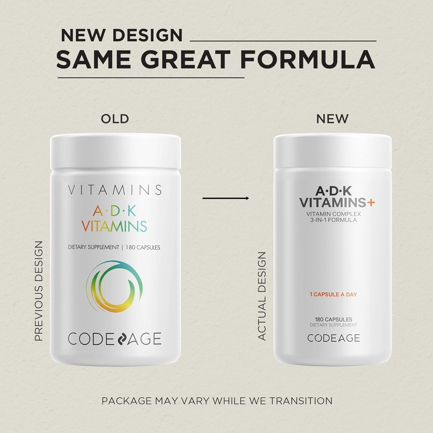 Codeage ADK Vitamins  K1 & K2 Vitamin A 180 Capsules