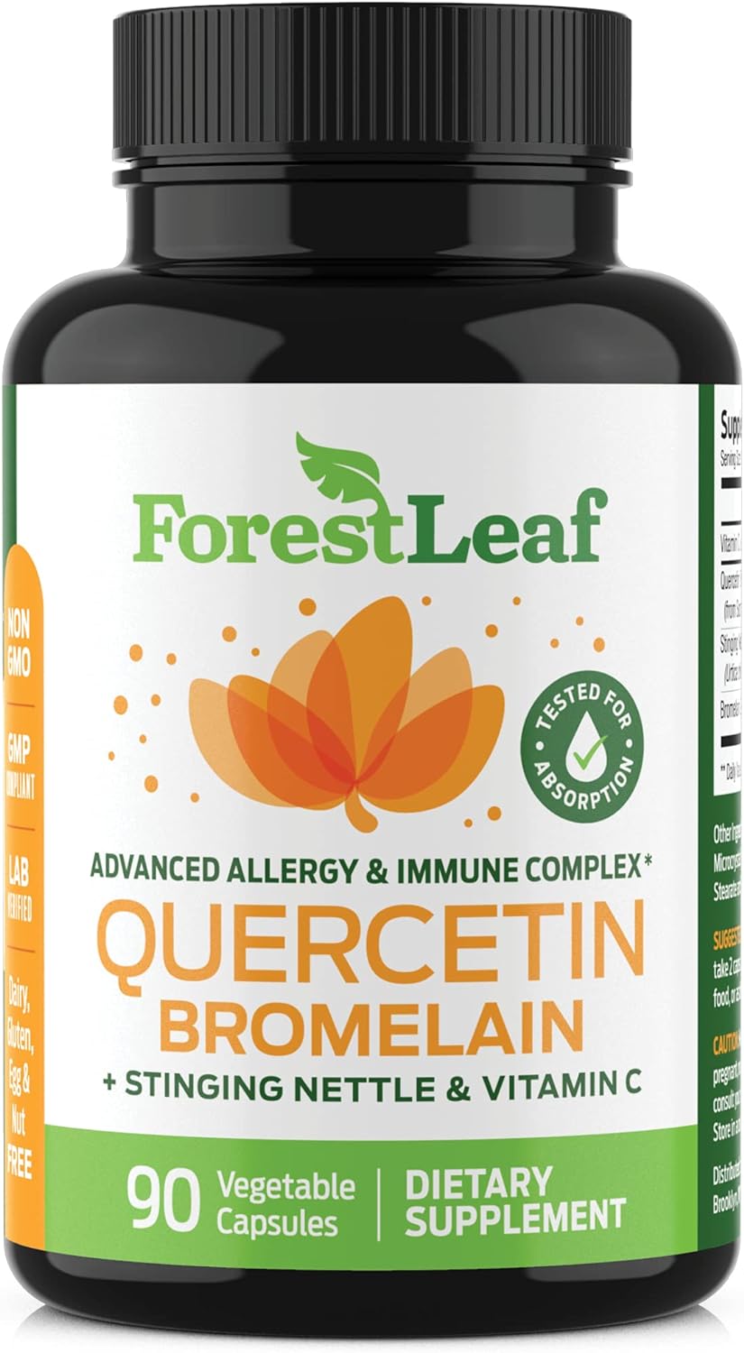 ForestLeaf - Quercetin 500mg - Quercetin with Bromelain, Vitamin C  - 90 Capsules