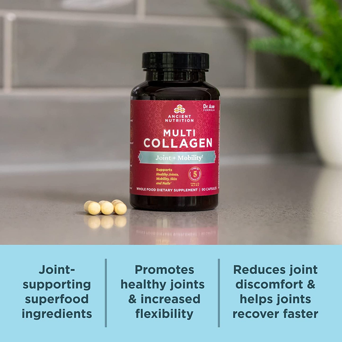 Ancient Nutrition Collagen Pills for Joint Support, Multi Collagen Capsules 45 Ct