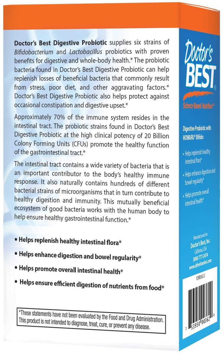 Doctor's Best Probiotic, Gluten Free, Vegan, 20 Billion Cfu, 30 Veggie Caps