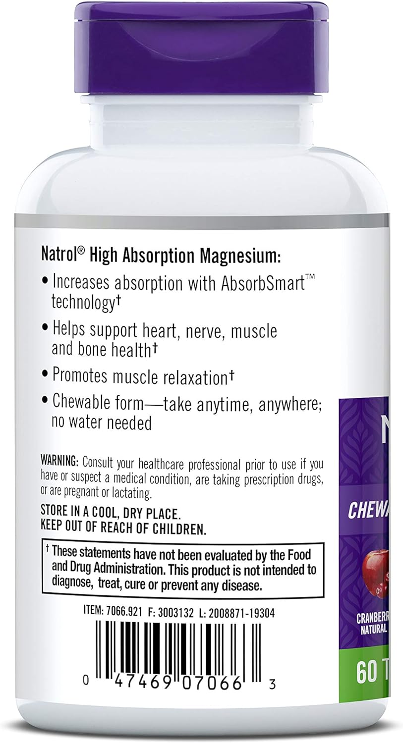 Natrol High Absorption Magnesium Chew Tablets,  60 Count