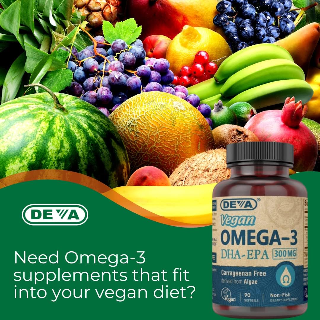 DEVA Vegan Omega-3 DHA EPA Supplement 90 Softgels