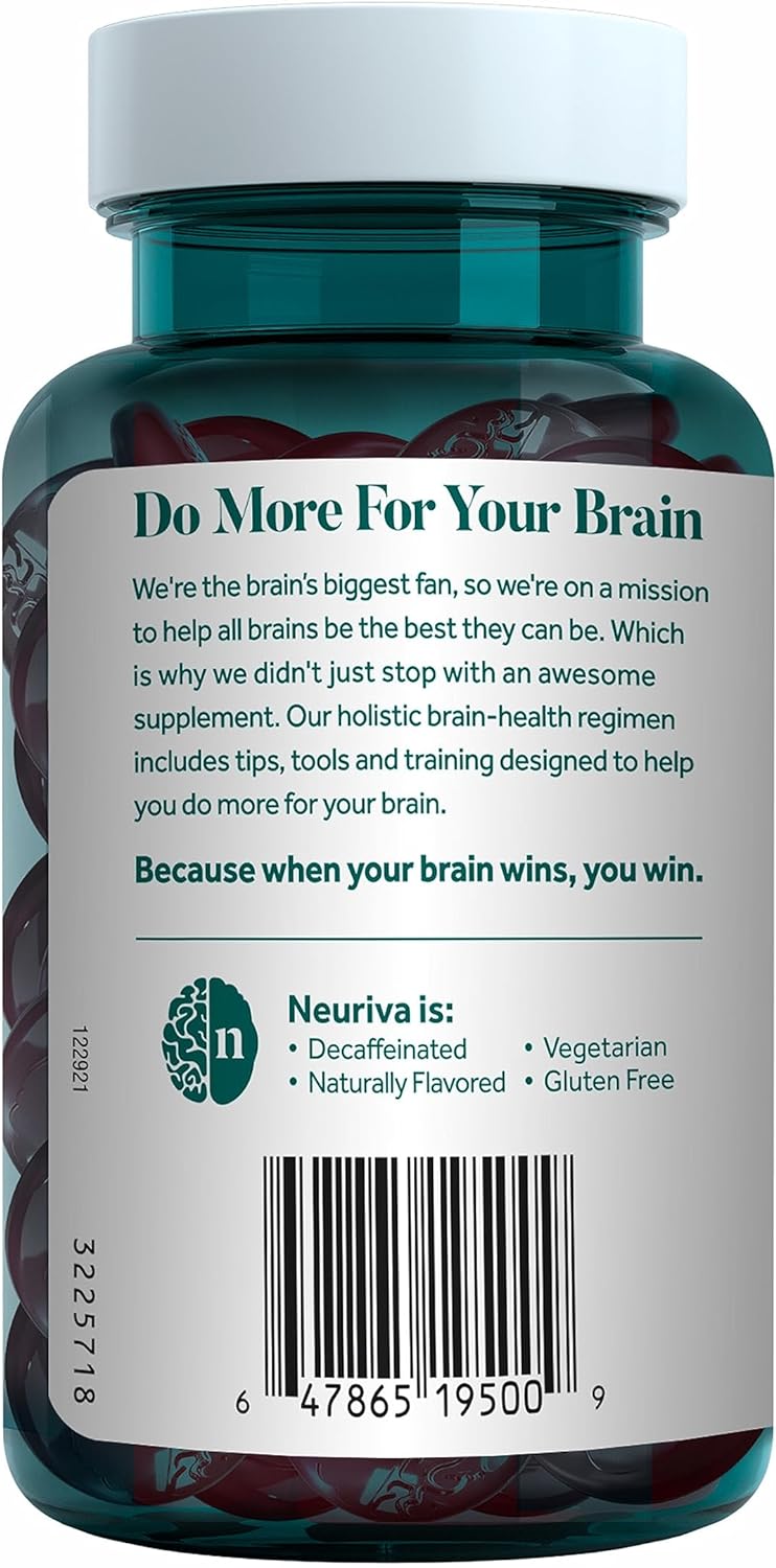 NEURIVA Original Brain Supplement for Memory, Focus  50 Strawberry Gummies