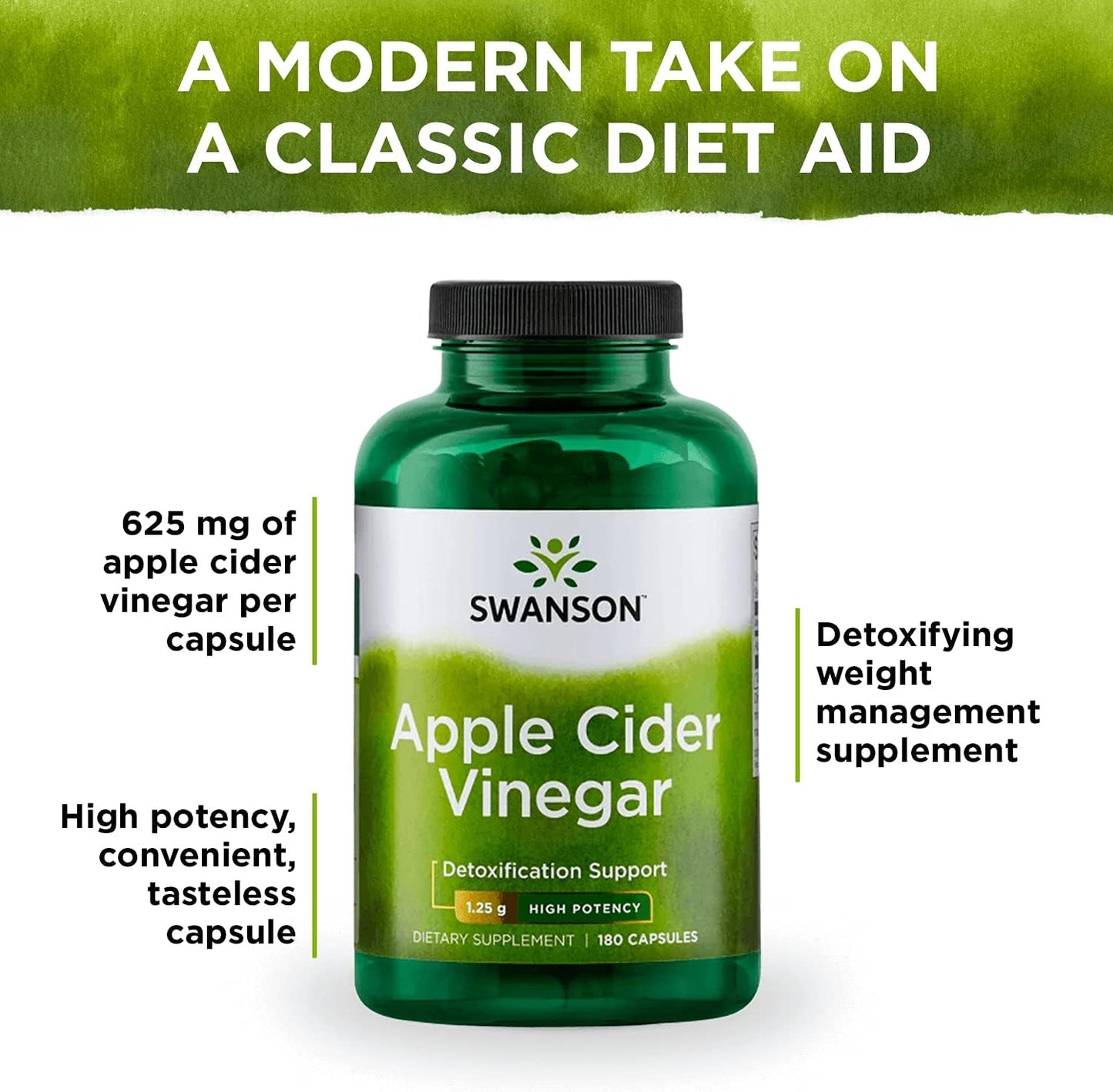 Swanson Apple Cider Vinegar Capsules -180 Capsules