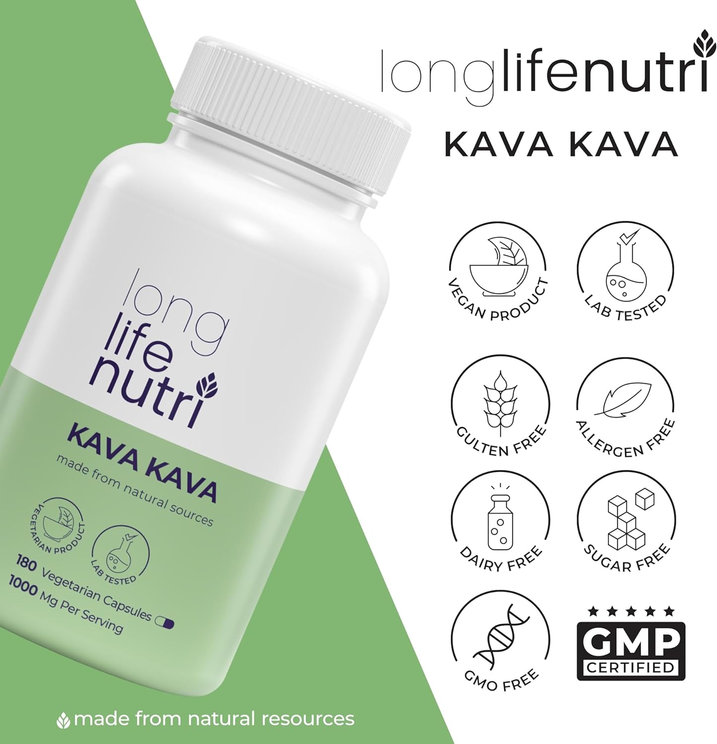 Kava Kava Extract  180 Vegetarian Capsules