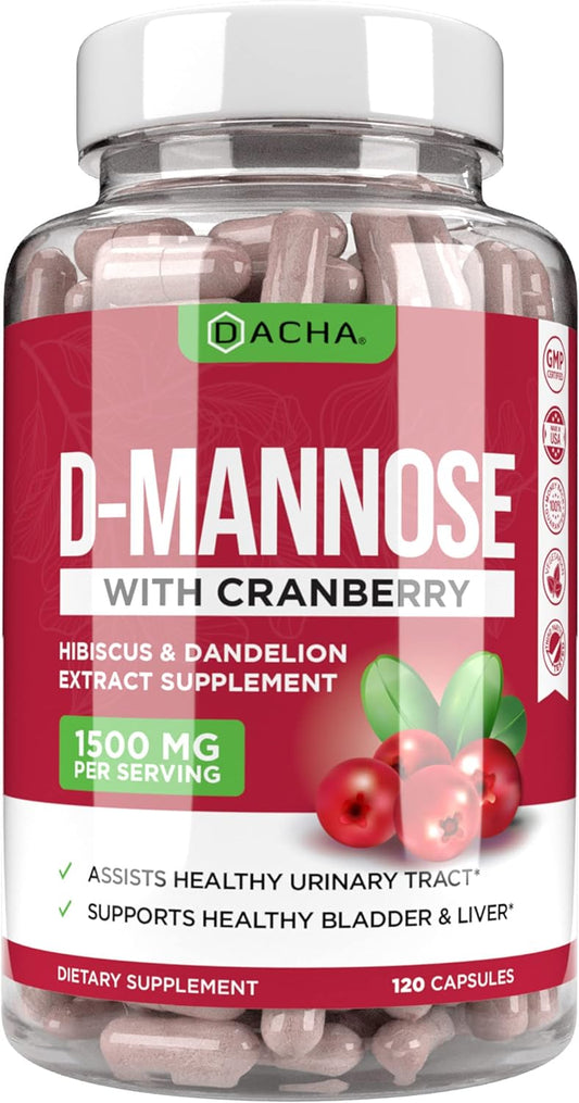 Natural D-Mannose Capsules 4-in-1 Formula - 120 CAPS