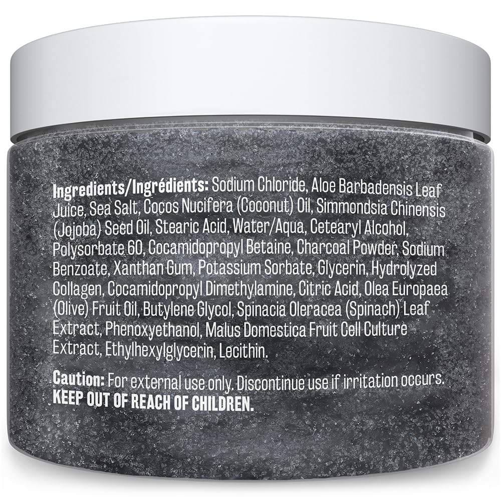 Charcoal Scrub Face Foot & Body Exfoliator Infused with Collagen and Stem Cell