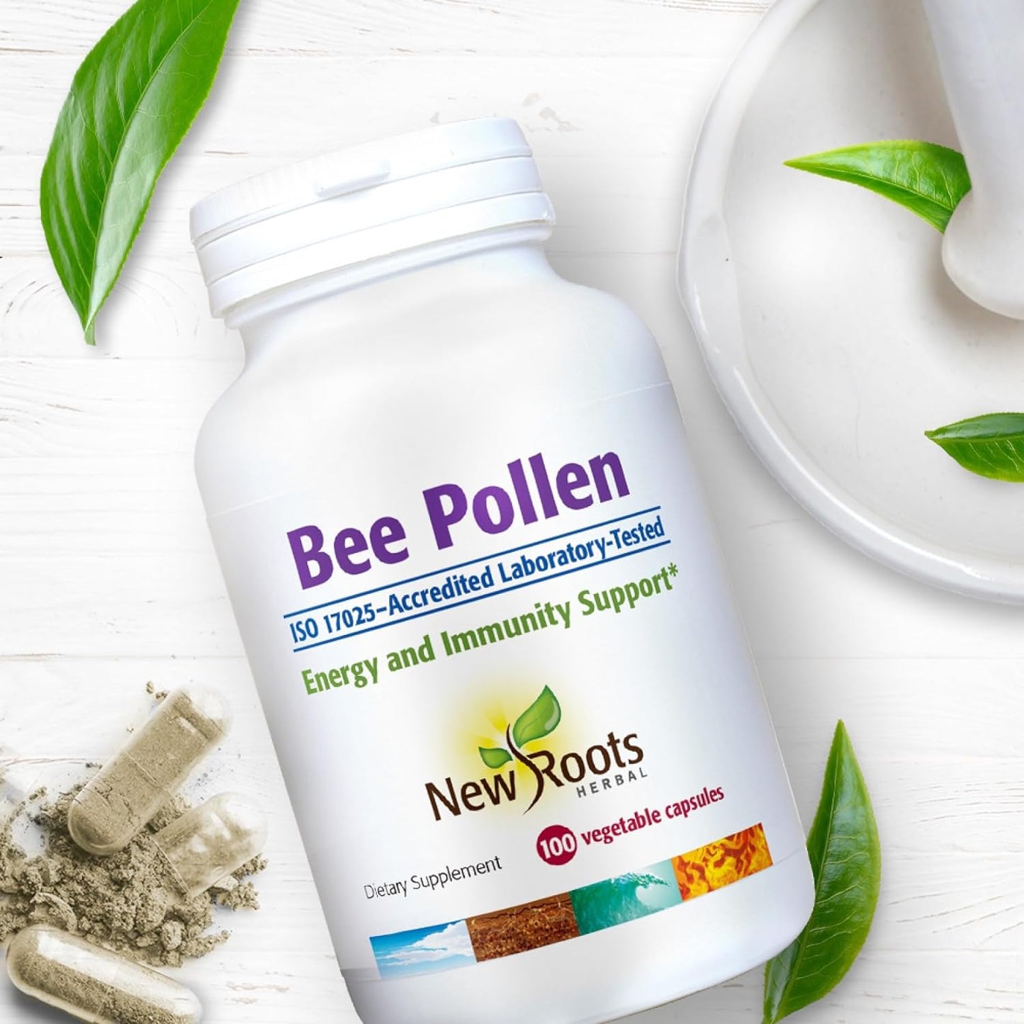 NEW ROOTS HERBAL Bee Pollen 1000mg  All Natural Bee Pollen Capsule Supplement