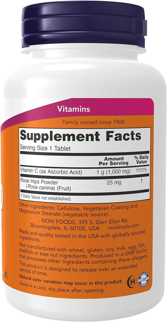 Vitamin C-1,000 with Rose Hips, Sustained Release, Antioxidant Protection*, 100 Tablets