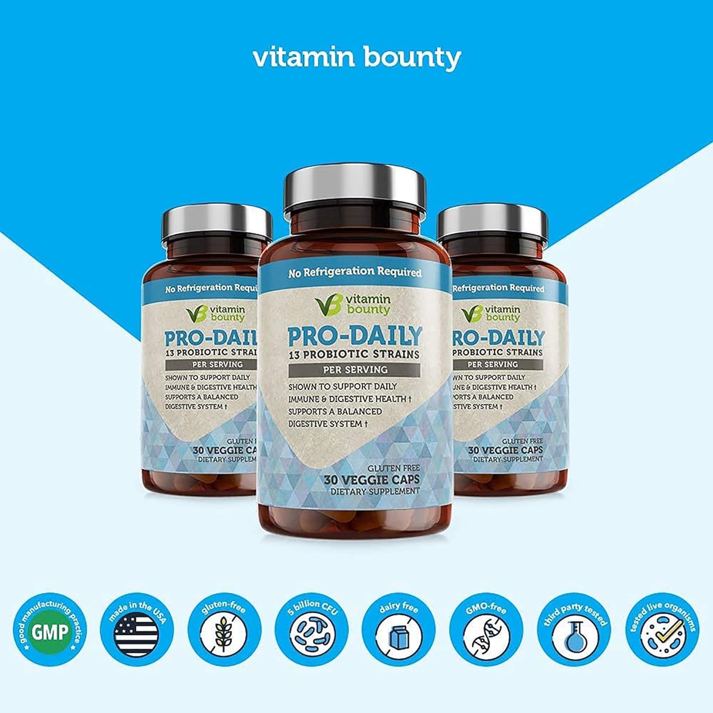 Vitamin Bounty Pro-Daily Probiotic - 13 Probiotic Strains, Digestive Health 30 capsules