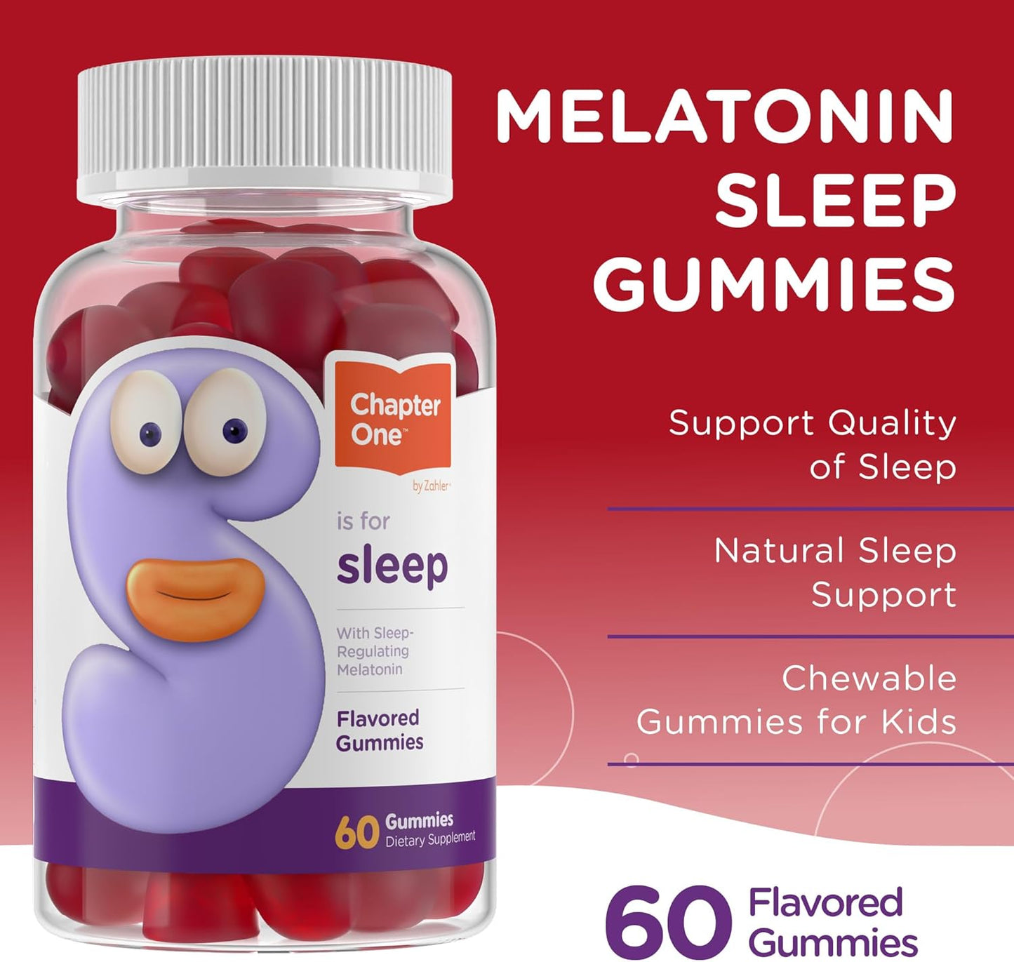 Zahler - Chapter One Sleep Melatonin Gummies for Kids & Adults (60 Flavored Gummies)