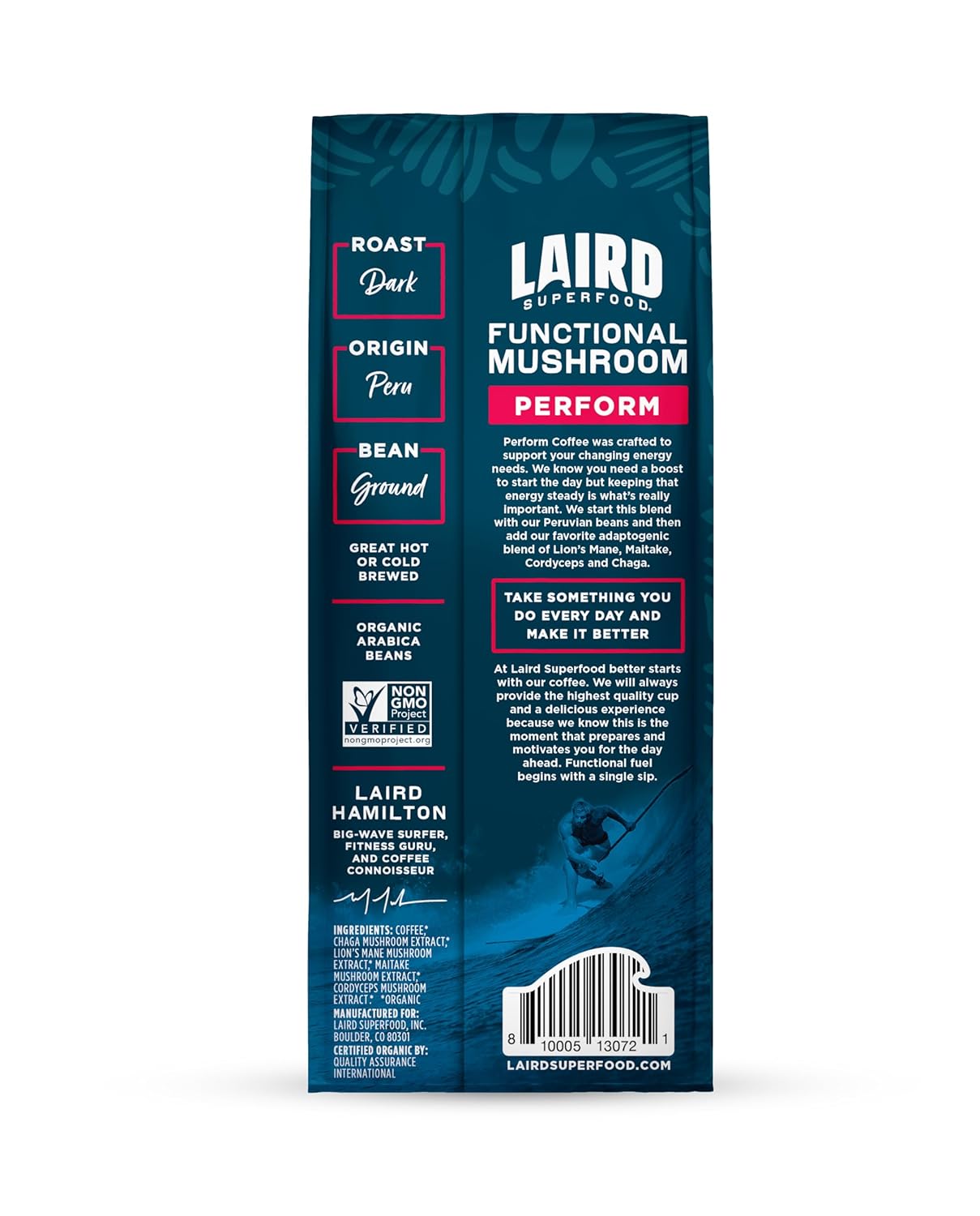 Laird Superfood Peruvian Dark Roast Coffee with Functional Mushrooms 12 oz.