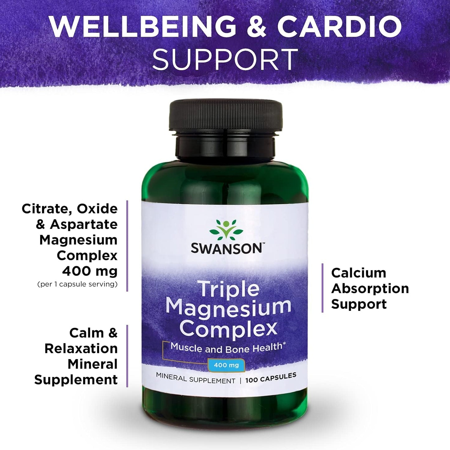 Swanson Triple Magnesium Complex - 100 Capsules