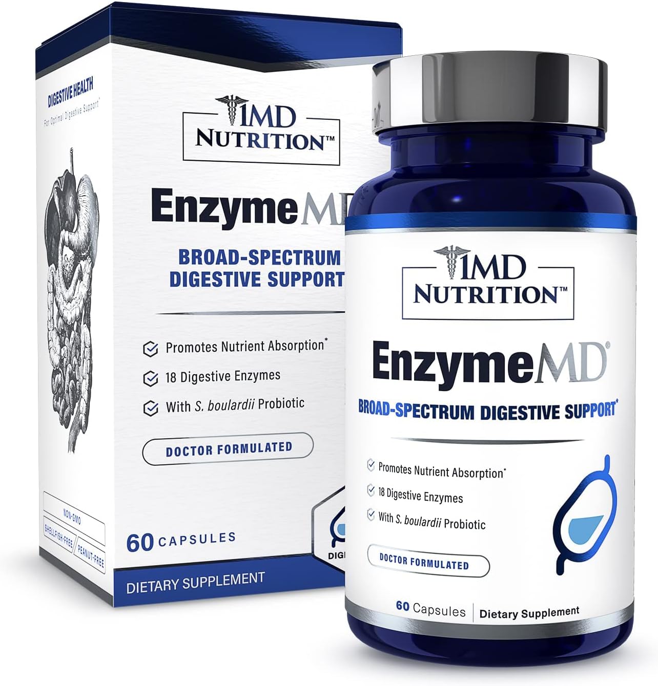 1MD Nutrition EnzymeMD - Digestive Enzymes Supplement 60 Capsules