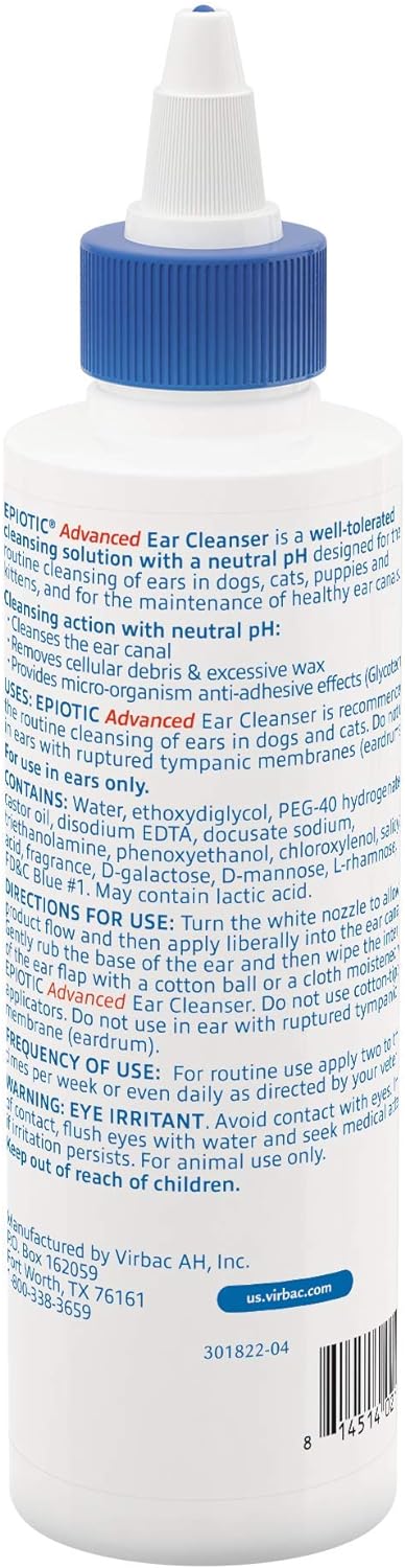 Virbac Epi-Otic Advanced Ear Cleanser for Dogs & Cats, 8 oz