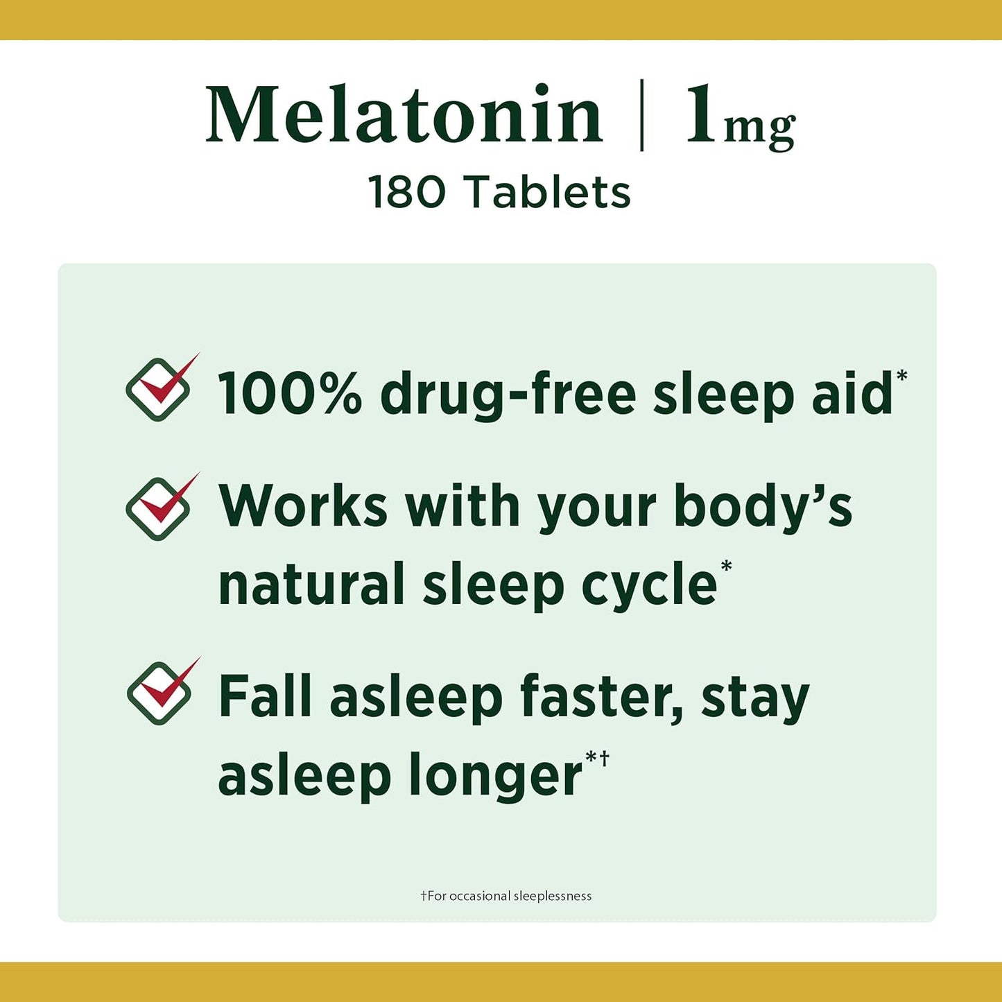 Nature's Bounty Melatonin, 100% Drug Free Sleep Aid, Dietary Supplement, 180 count