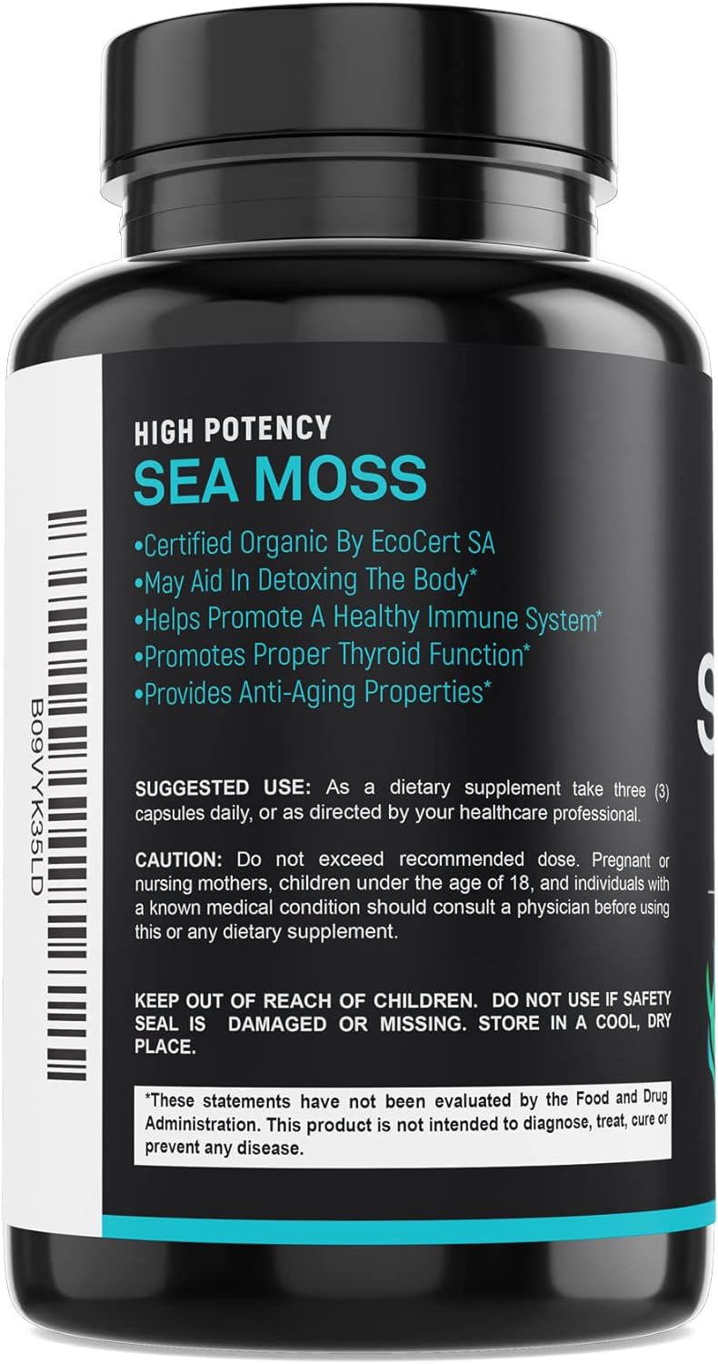 Certified Organic Sea Moss Capsules 2250mg - 180 capsules