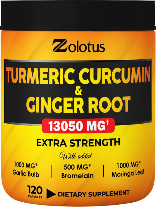 6 in 1 Turmeric Curcumin + Ginger Capsules, 95% Curcuminoids, 120 capsules