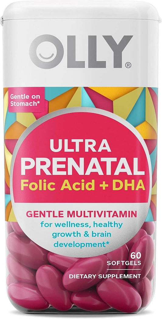 OLLY Ultra Strength Prenatal Multivitamin Softgels, Supply-60 Count