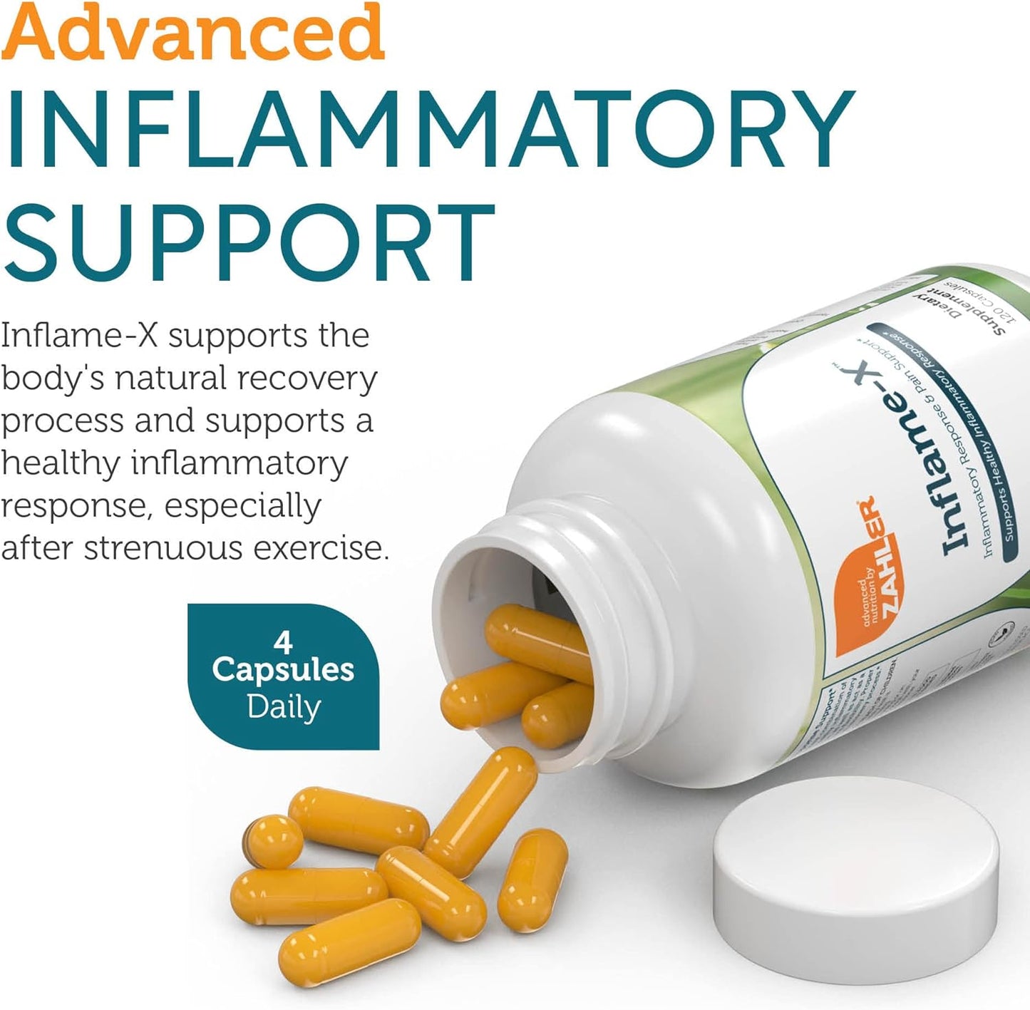 Zahler Inflame-X, Turmeric and More, Supports Healthy Inflammatory Response, 120 Capsules.