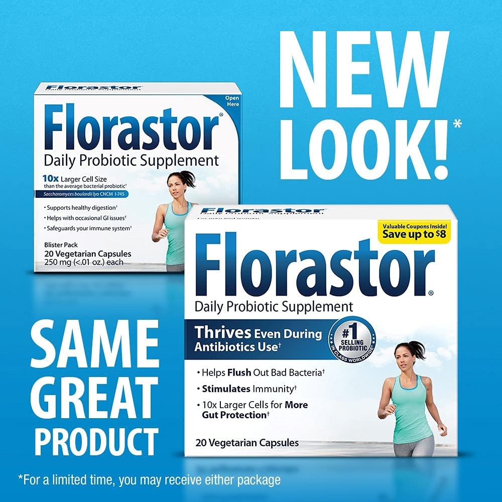 Florastor Probiotics for Digestive & Immune Health, 20 Capsules