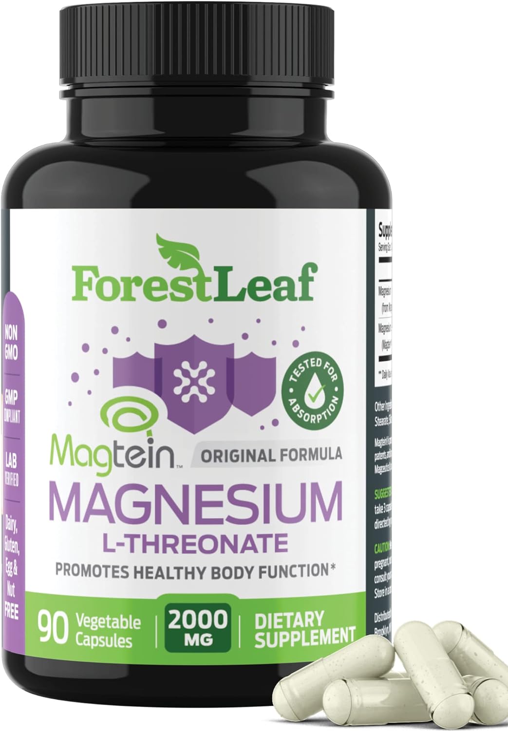 Magnesium L-Threonate Capsules - 2000mg 90 Count