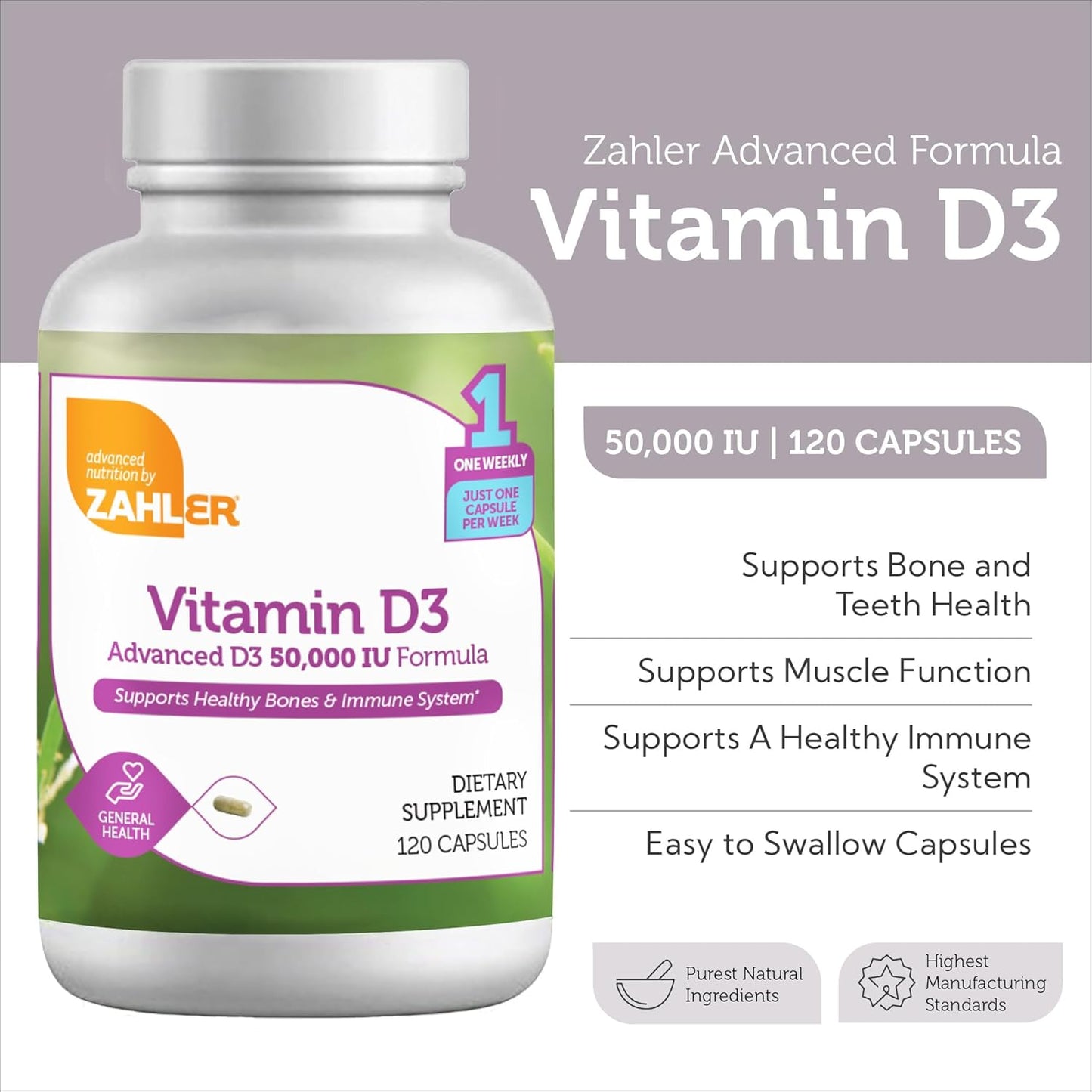 Zahler - Advanced Vitamin D3 50000 IU Softgels (120 Count)