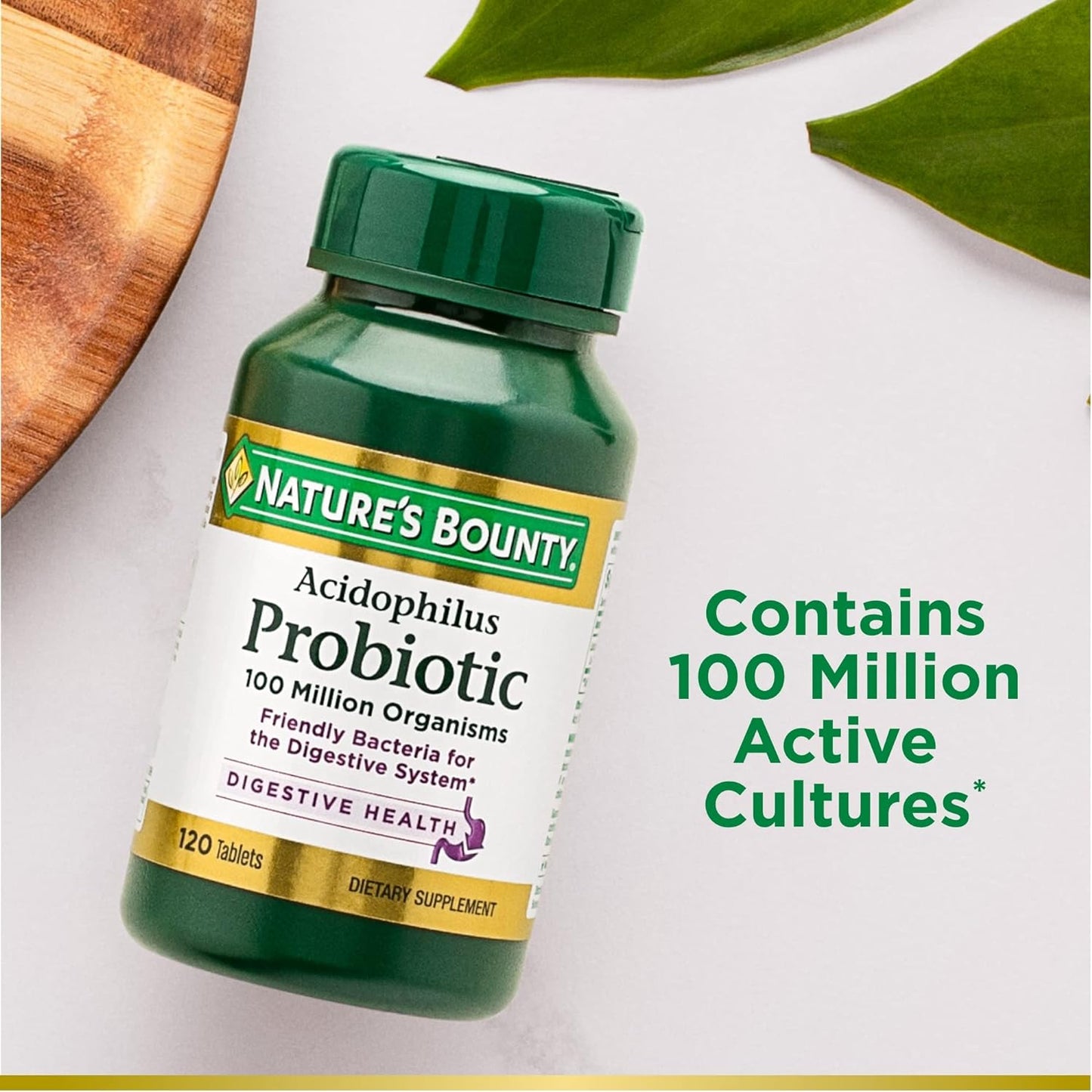 Nature's Bounty Acidophilus Probiotic, Daily Probiotic Supplement, 120 Tablets