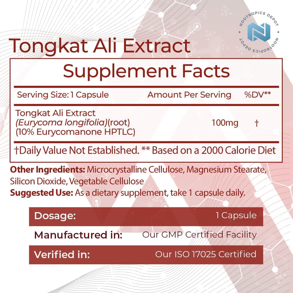 Nootropics Depot Tongkat Ali Extract  60 Capsules