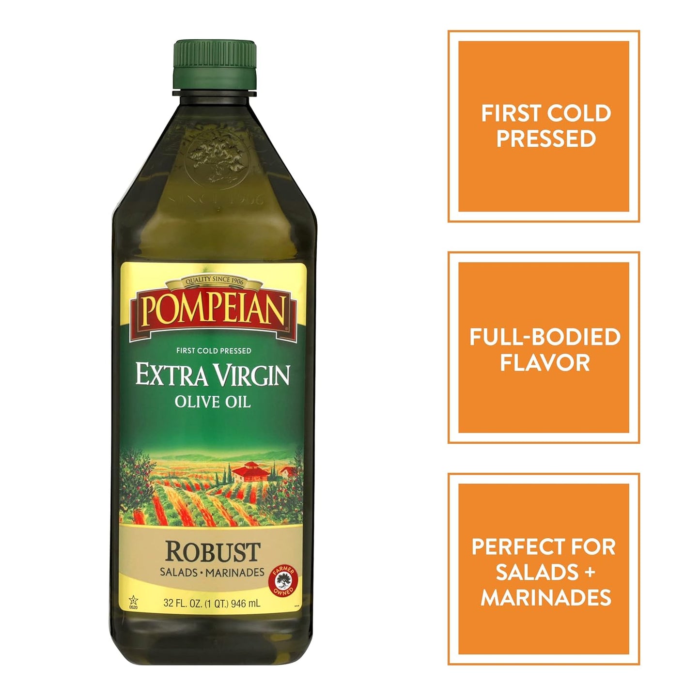 Pompeian Robust Extra Virgin Olive Oil,First Cold Pressed, 32 FL. OZ.