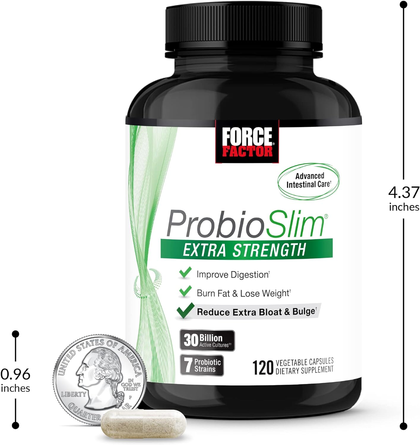 FORCE FACTOR ProbioSlim Extra Strength Probiotic Supplement for Women and Men 120 capsules