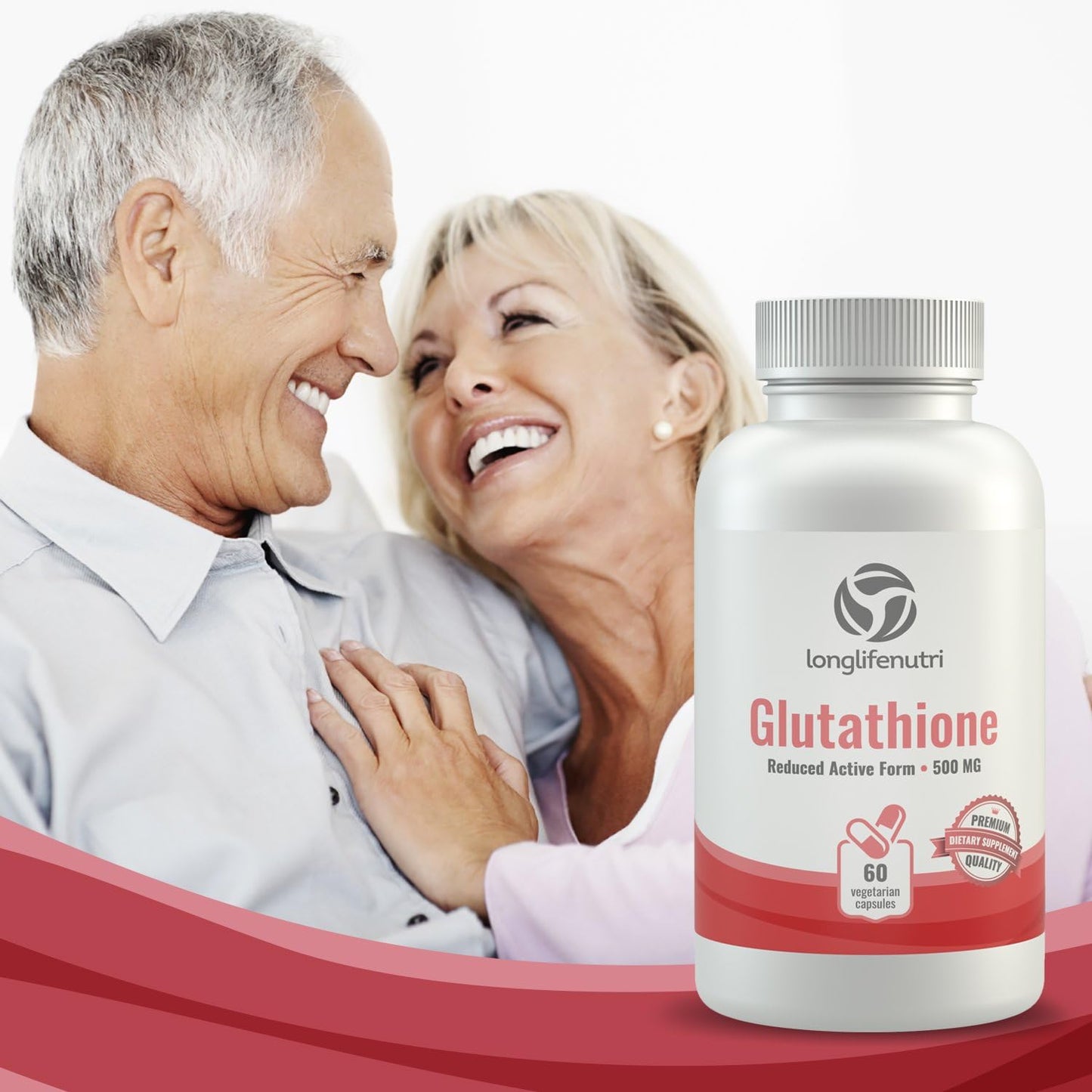 LongLifeNutri Reduced L Glutathione  GSH - 60 Veg Caps