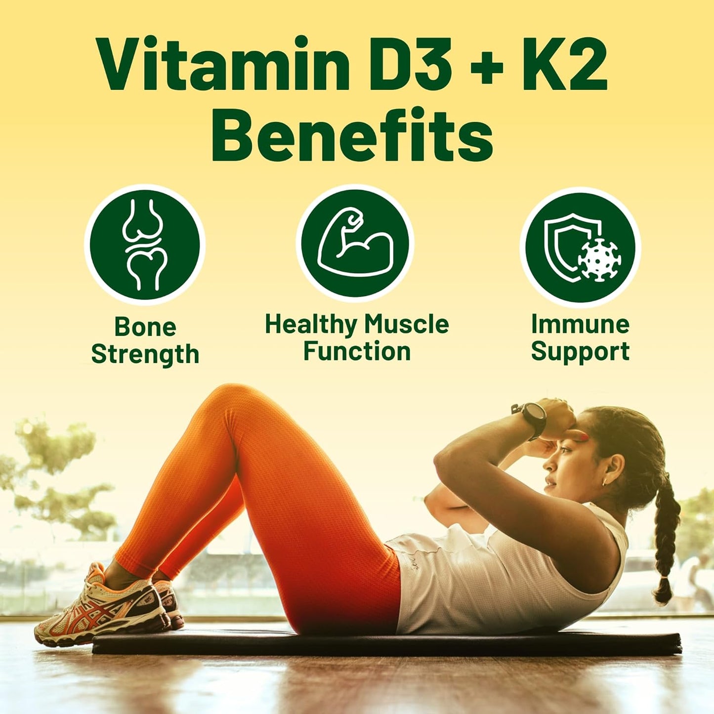 Vegan Vitamin D3 + K2 4000IU  with Coconut Oil,  60 Capsules