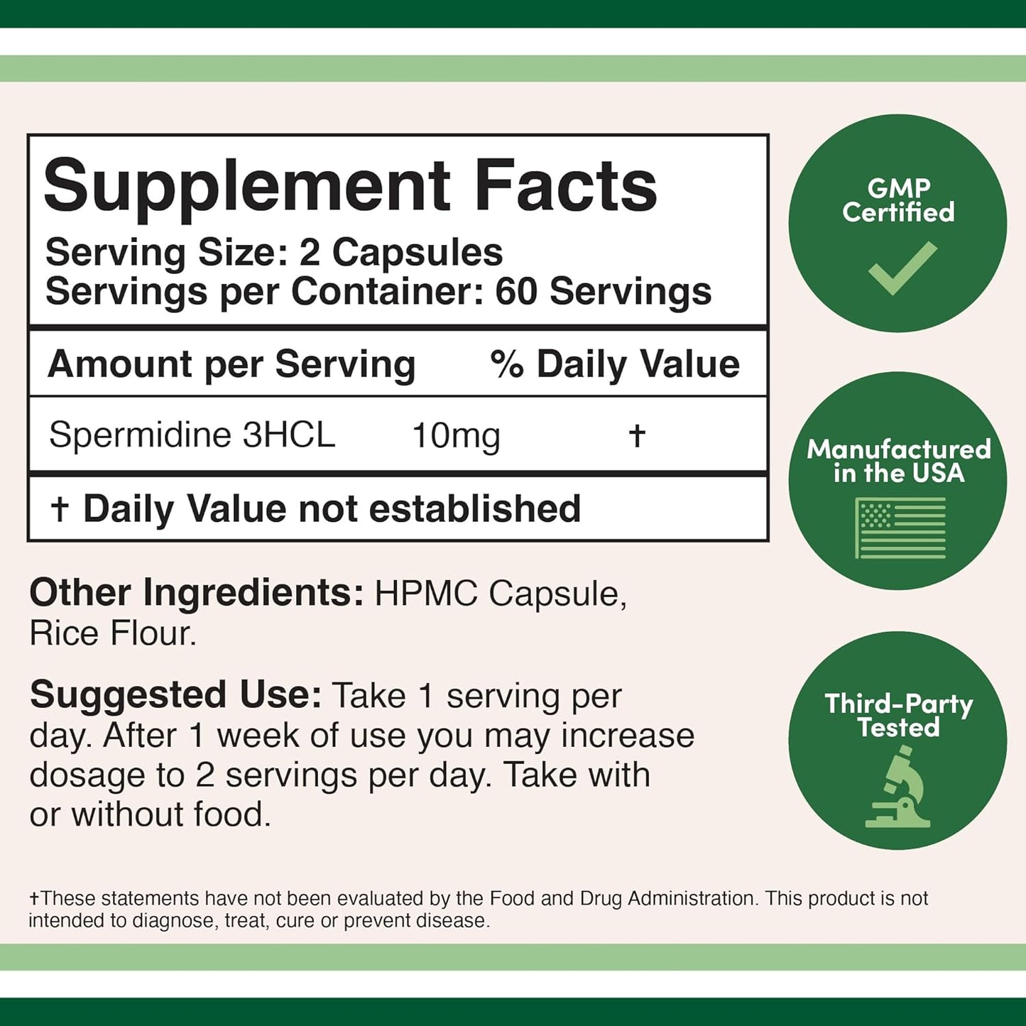 Spermidine Supplement 10mg  120 Capsules