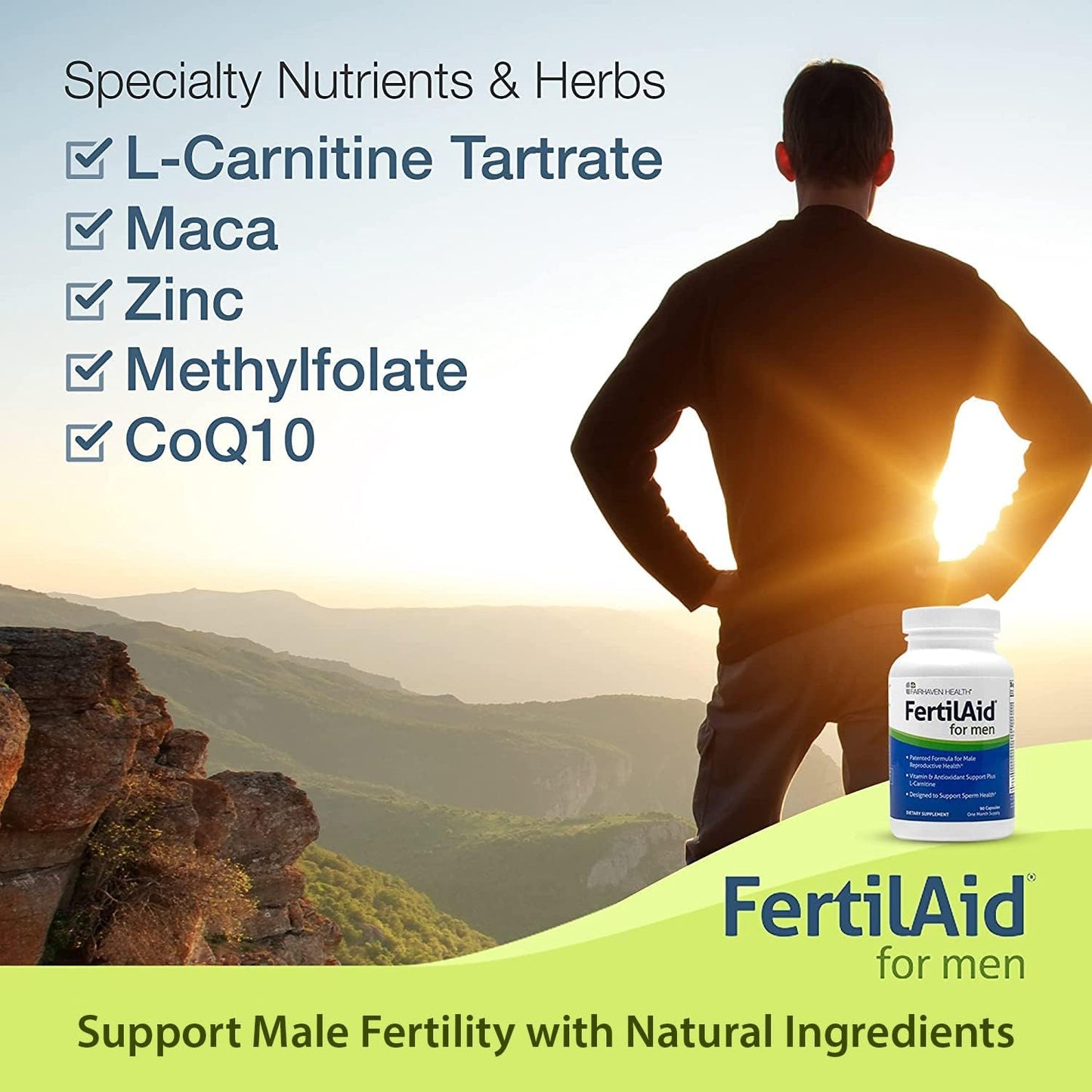 Fairhaven Health FertilAid for Men Prenatal Male Fertility Supplement 90 Capsules