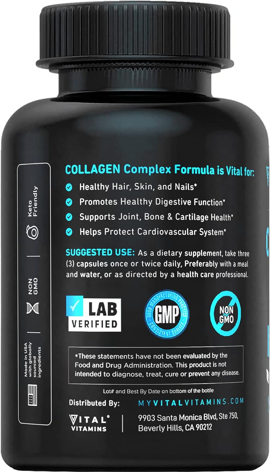 Vital Vitamins Collagen for Women & Men - Type I, II, III, V, X 150 Capsules