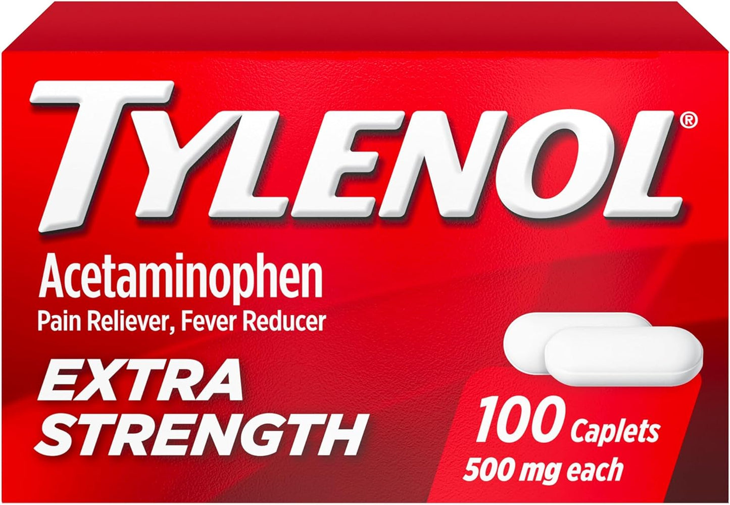 Tylenol Extra Strength Caplets with  Acetaminophen Pain Reliever Fever Reduce 100 Count