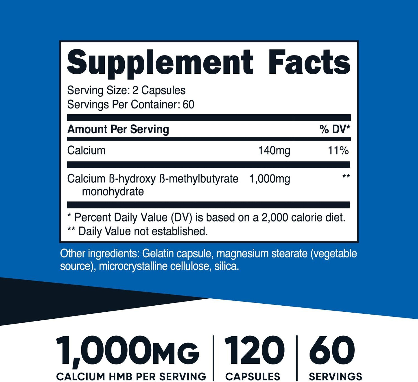 Nutricost HMB (Beta-Hydroxy Beta-Methylbutyrate) 1000mg (120 Capsules)