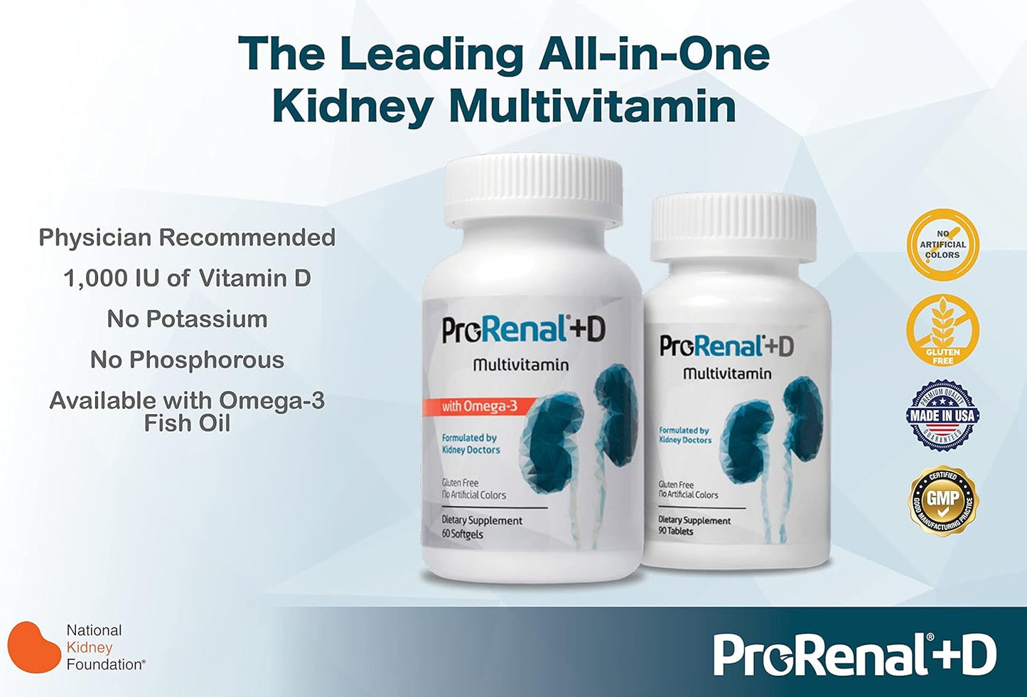 Nephroceuticals ProRenal+D Kidney Multivitamins 90-Day Supply