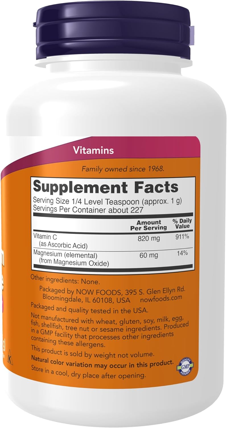 NOW Supplements, Magnesium Ascorbate Powder, Buffered, Antioxidant Protection, 8-Ounce