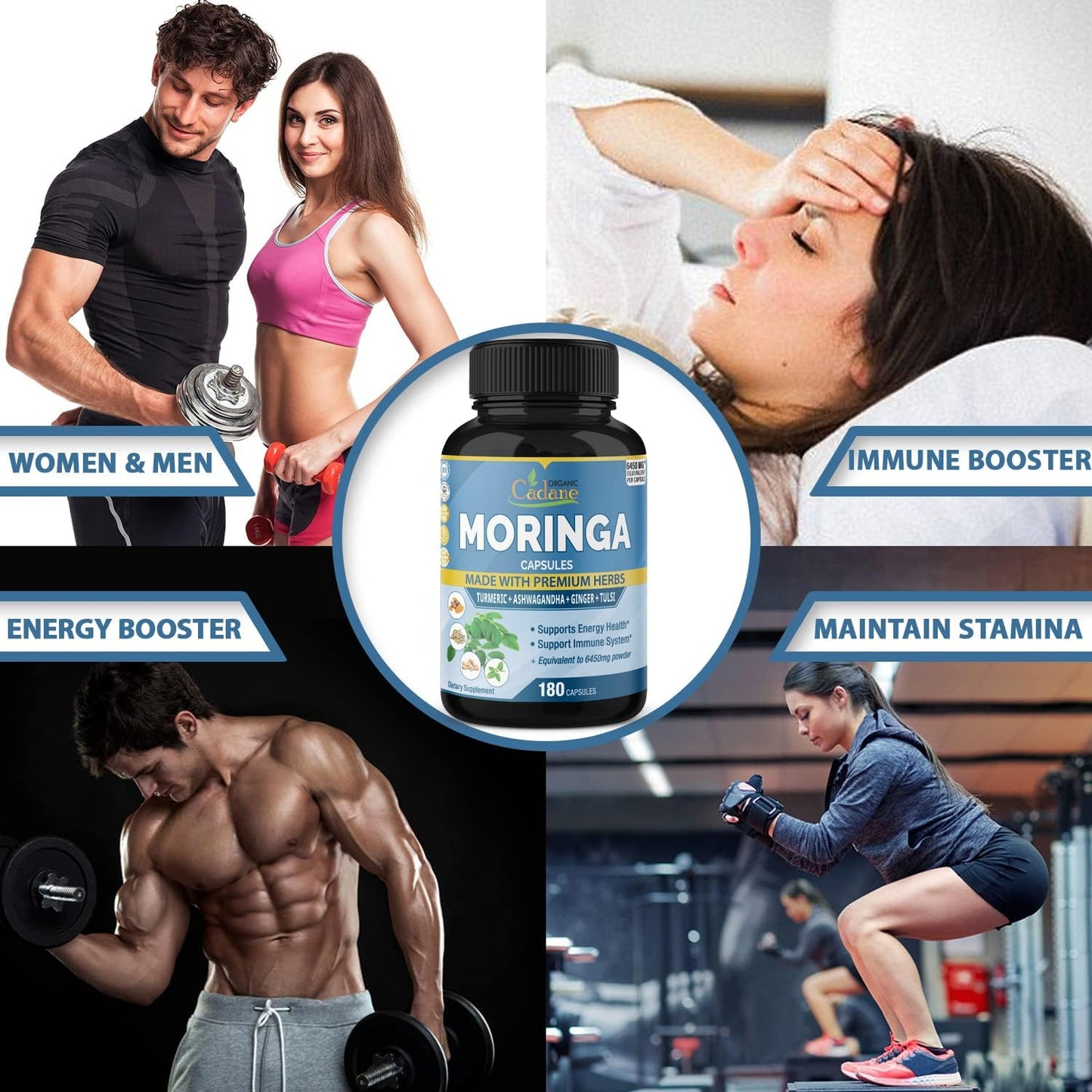 Organic Moringa Extract Capsules 180 Capsules