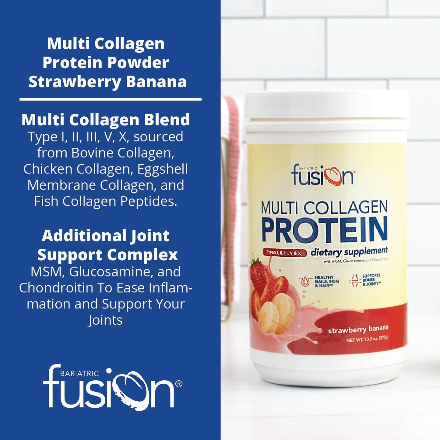 Bariatric Fusion Strawberry Banana Multi Collagen Protein Powder -13.4 oz