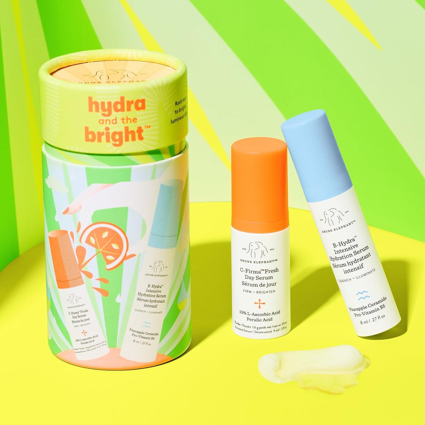 Drunk Elephant Hydra and The Bright - Includes C-Firma Fresh Day Serum (0.3 fl oz) & B-Hydra Intensive Hydration Serum (0.27 fl oz)