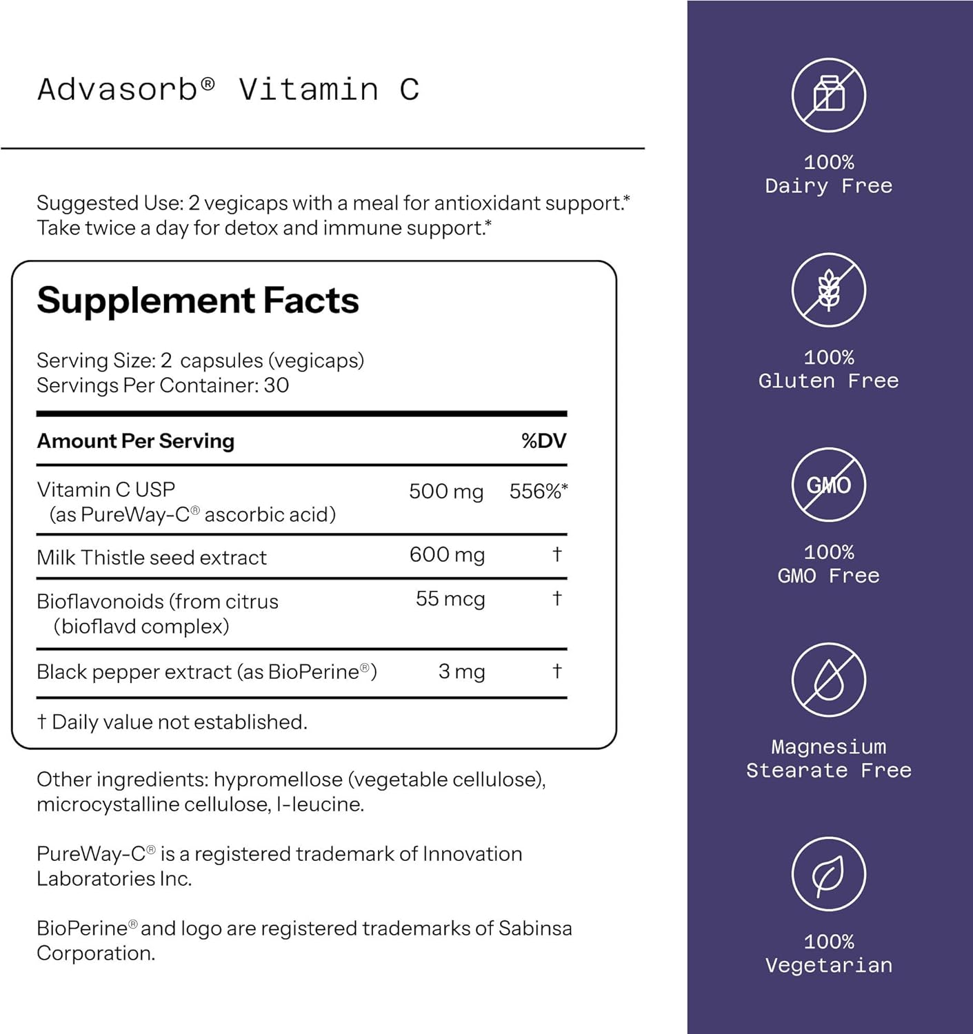 Quality of Life - Advasorb® Vitamin C Supplement - 60 Vegicaps