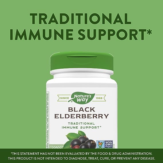 Nature's Way Black Elderberry Capsules, 100 Vegan Capsules