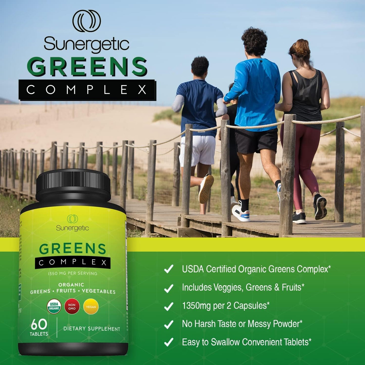 Premium USDA Organic Greens Superfood - 60 Tablets